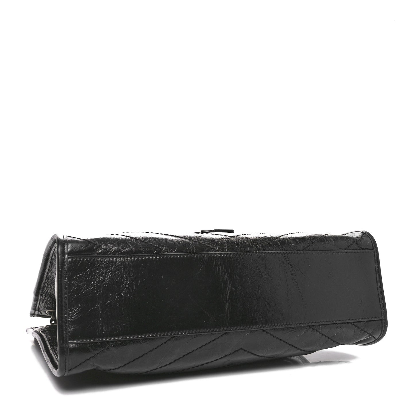 Crinkled Calfskin Matelasse Monogram Medium Niki Shopper Tote Black