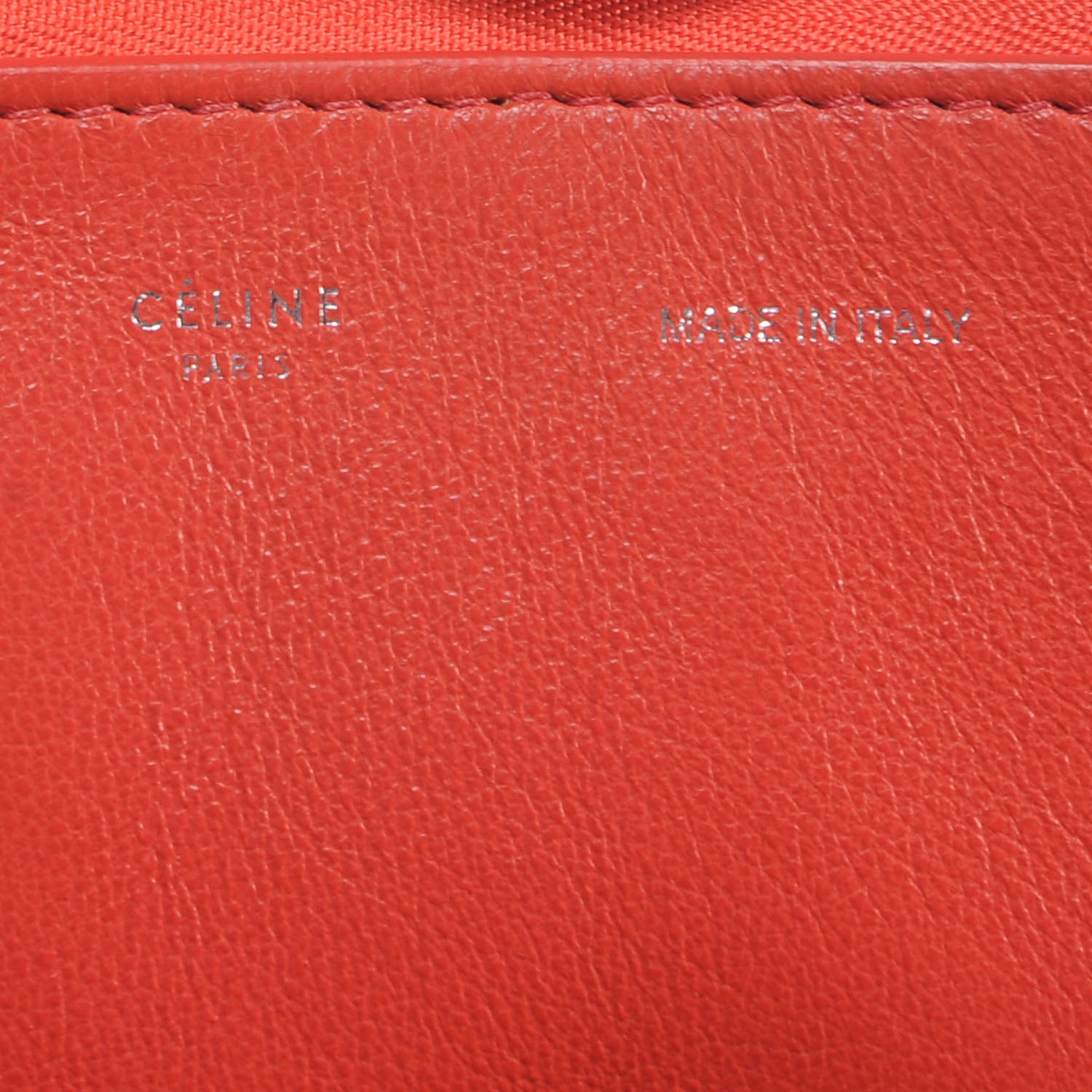 Celine Drummed Calfskin Suede Double Zip Trapeze Vermillion 7 of 7