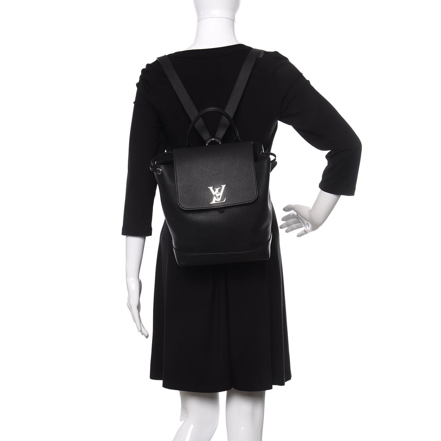 Calfskin Lockme Backpack Black