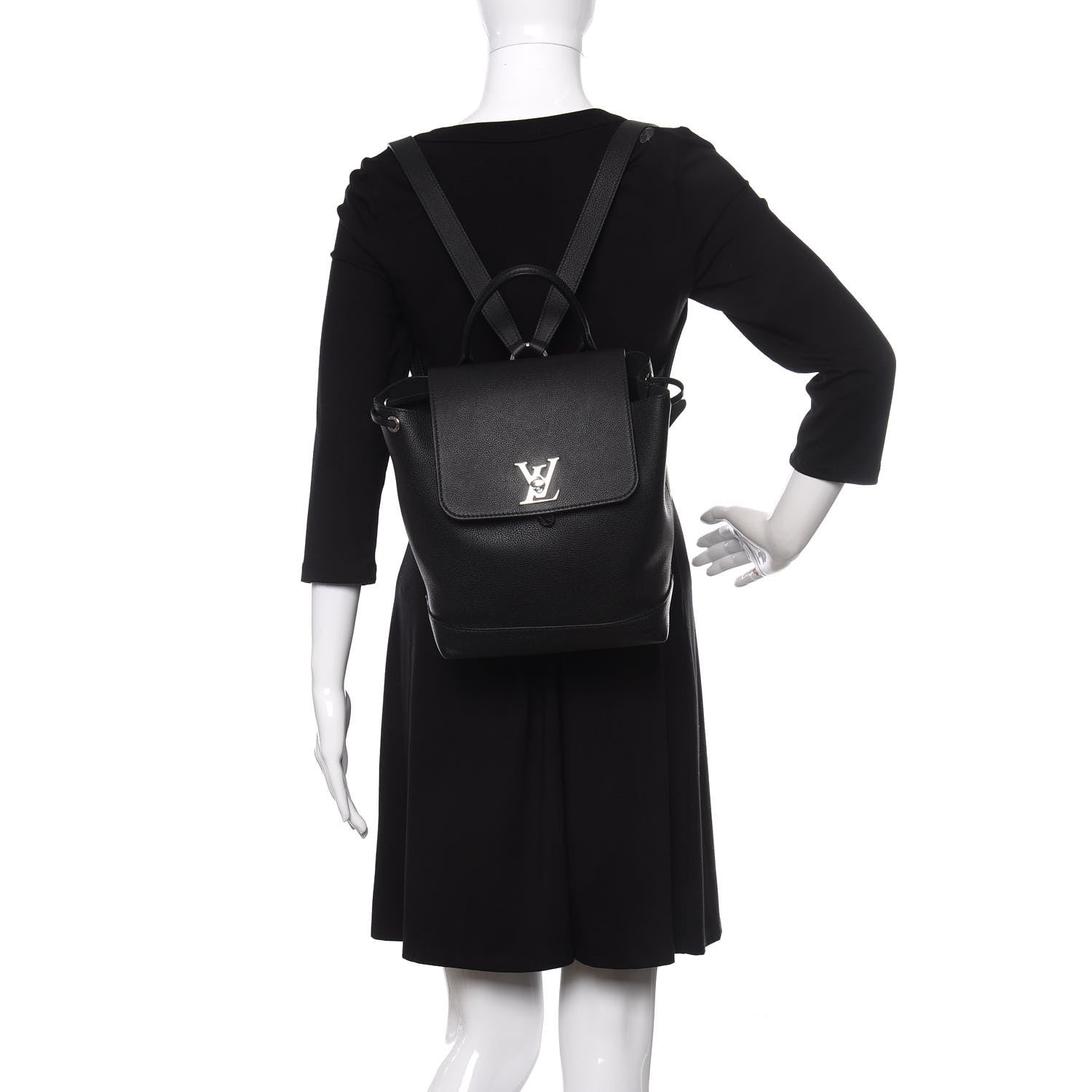 Louis Vuitton Calfskin Lockme Backpack Black 3 of 10