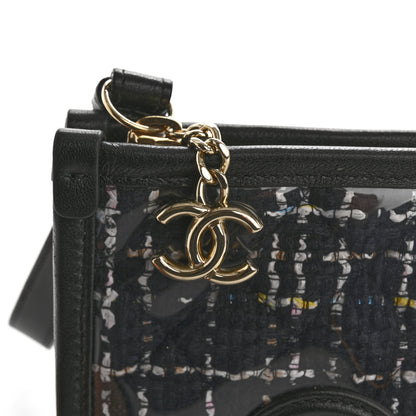 Chanel Tweed PVC Lambskin Wristlet Pouch Black 13 of 13