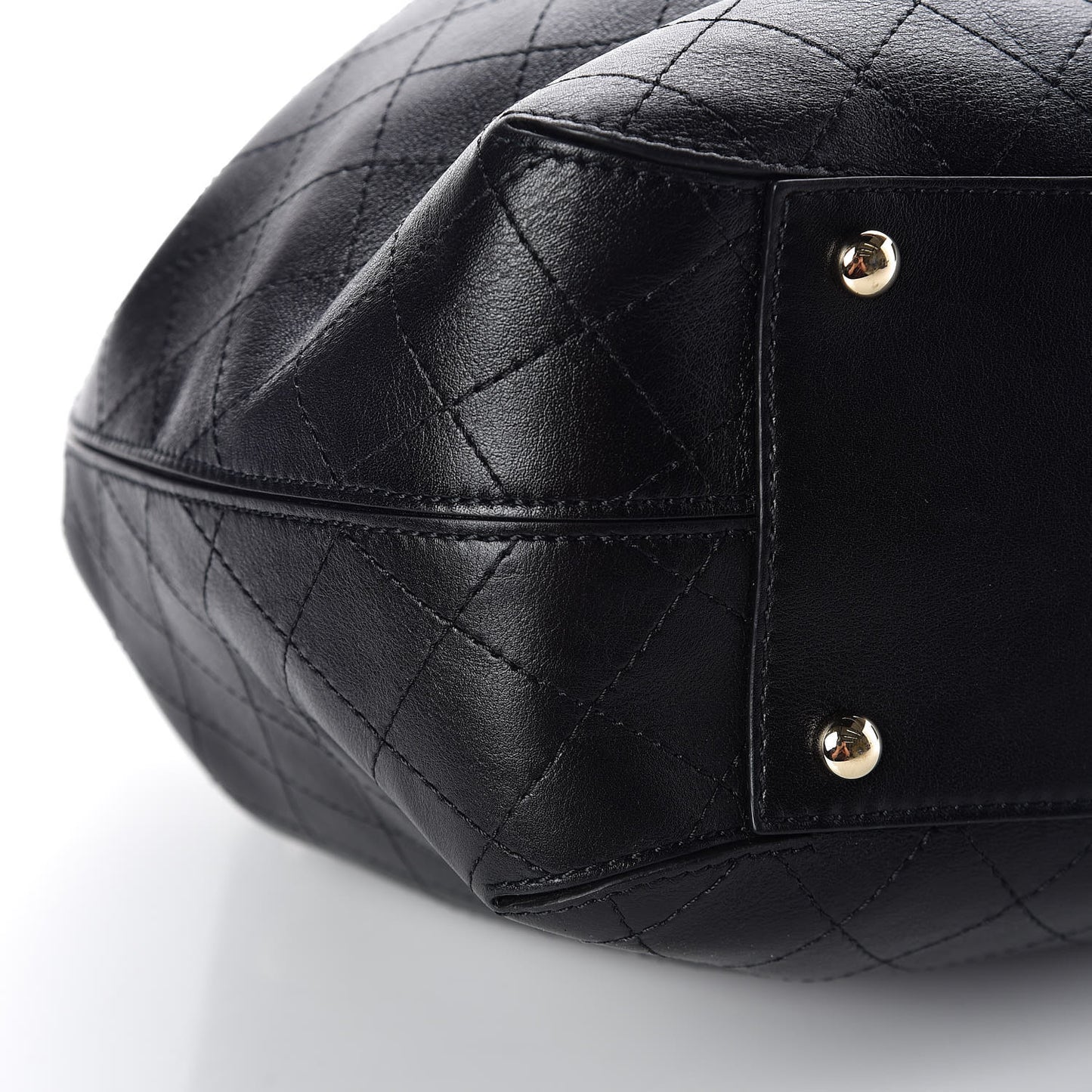 Calfskin Stitched Drawstring Bag Black