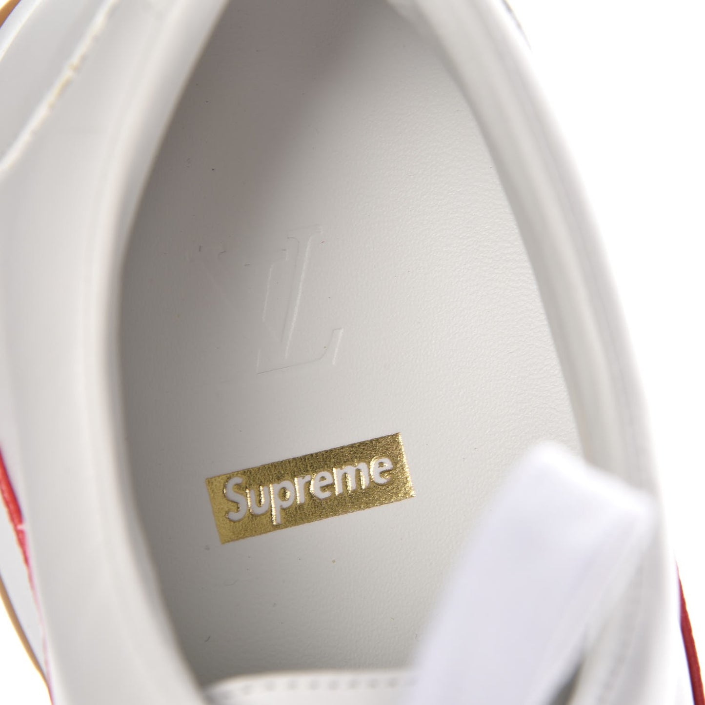 X SUPREME Calfskin Monogram Sneakers 9 White Red