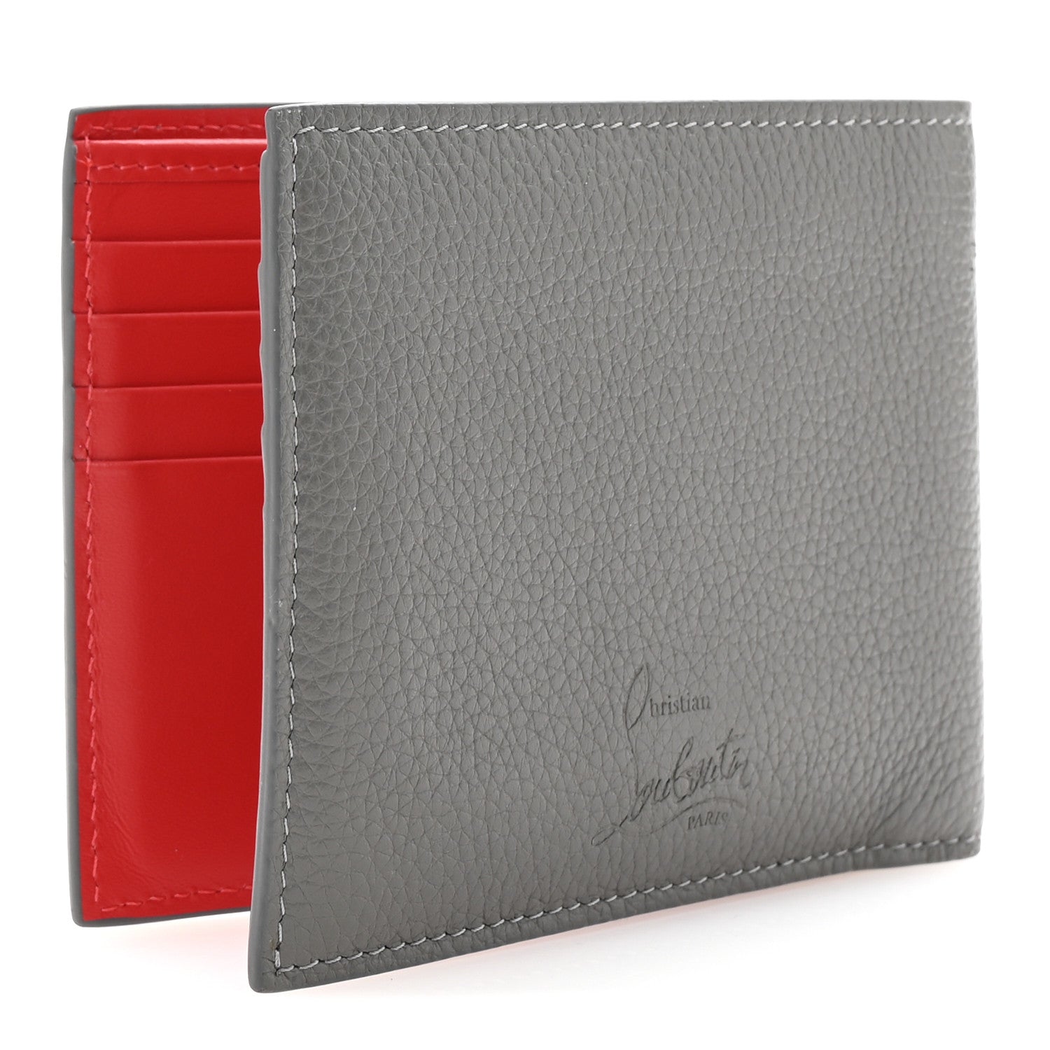 Christian Louboutin Calfskin Spiked Funky Bi-Fold Wallet Smoke Grey 6 of 14