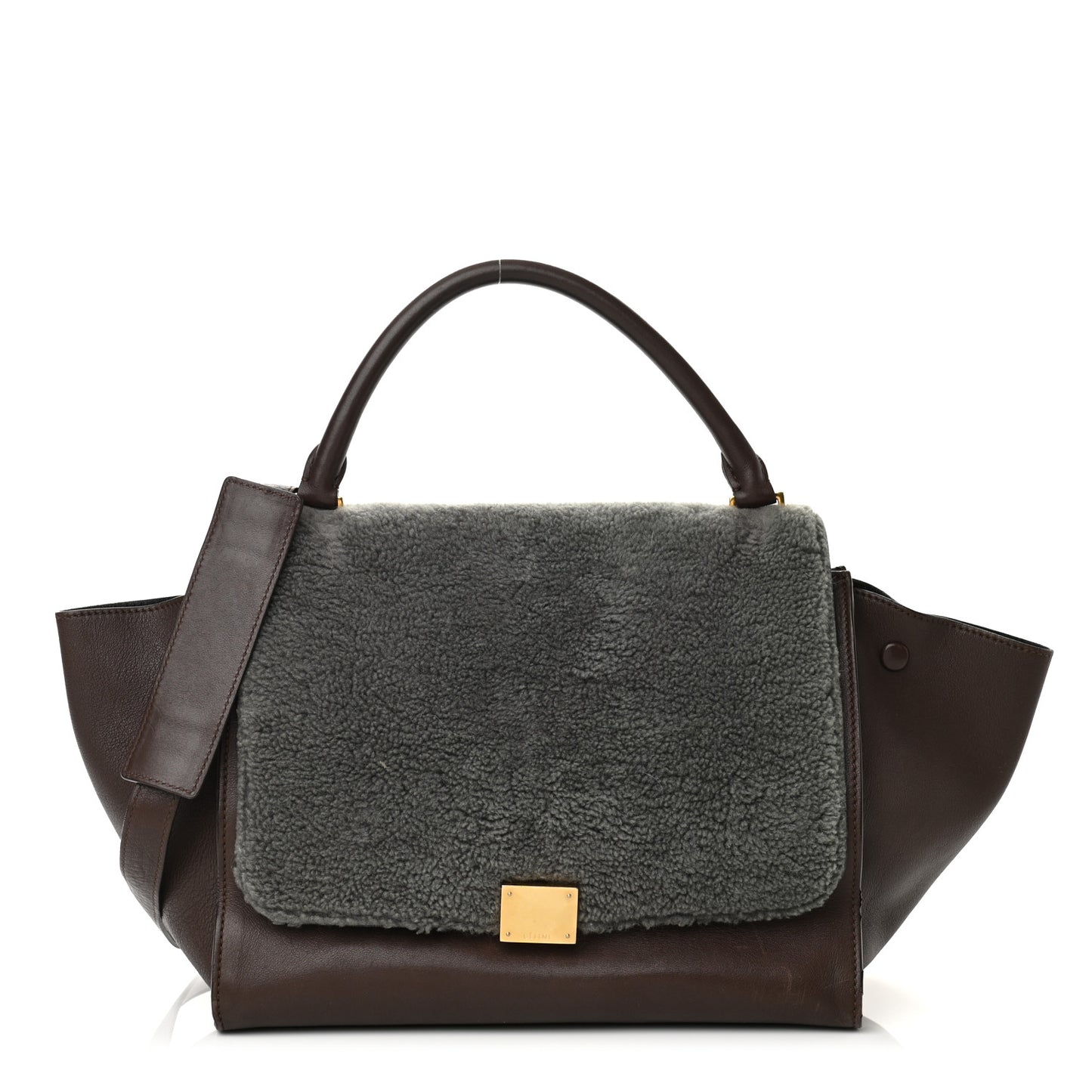 Shearling Calfskin Medium Trapeze Grey
