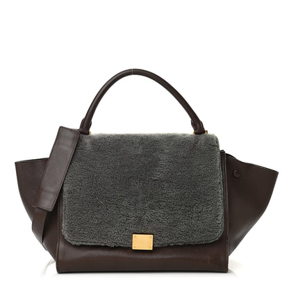 Celine Shearling Calfskin Medium Trapeze Grey 1 of 10