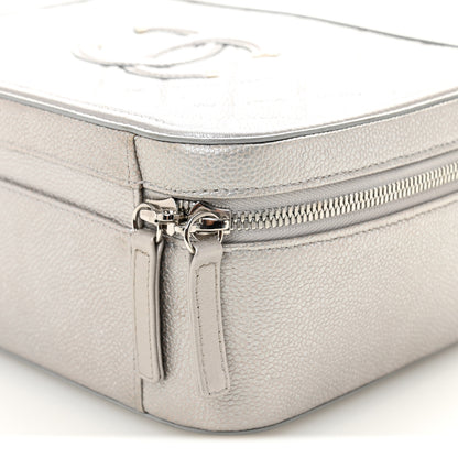 Chanel Metallic Caviar Quilted Large CC Filigree Vanity Case Silver 11 of 11