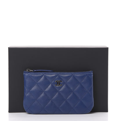 Chanel Lambskin Quilted Small Cosmetic Case Navy 10 of 10