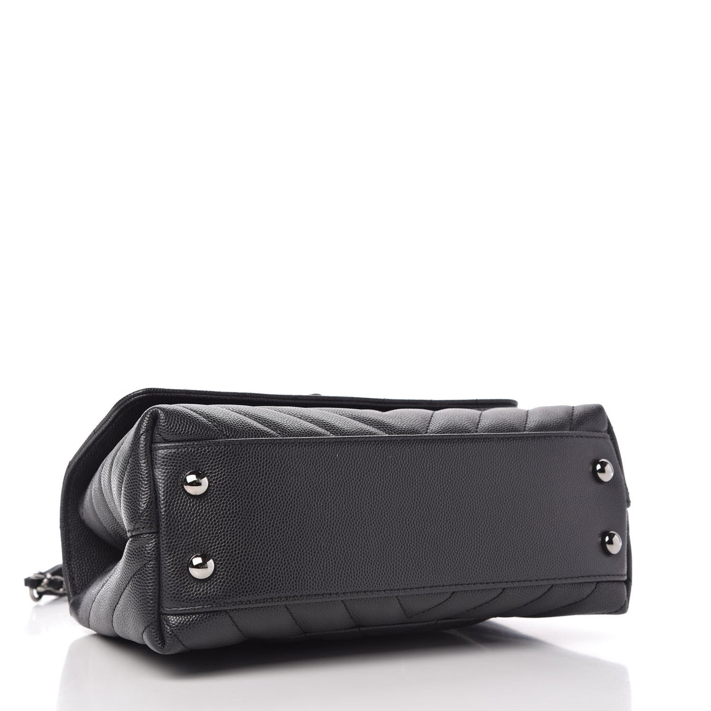 Caviar Chevron Quilted Mini Coco Handle Flap Dark Grey