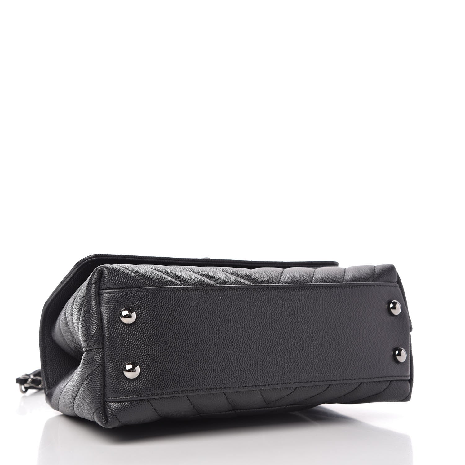 Chanel Caviar Chevron Quilted Mini Coco Handle Flap Dark Grey 4 of 11
