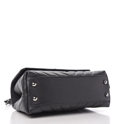 Chanel Caviar Chevron Quilted Mini Coco Handle Flap Dark Grey 4 of 11