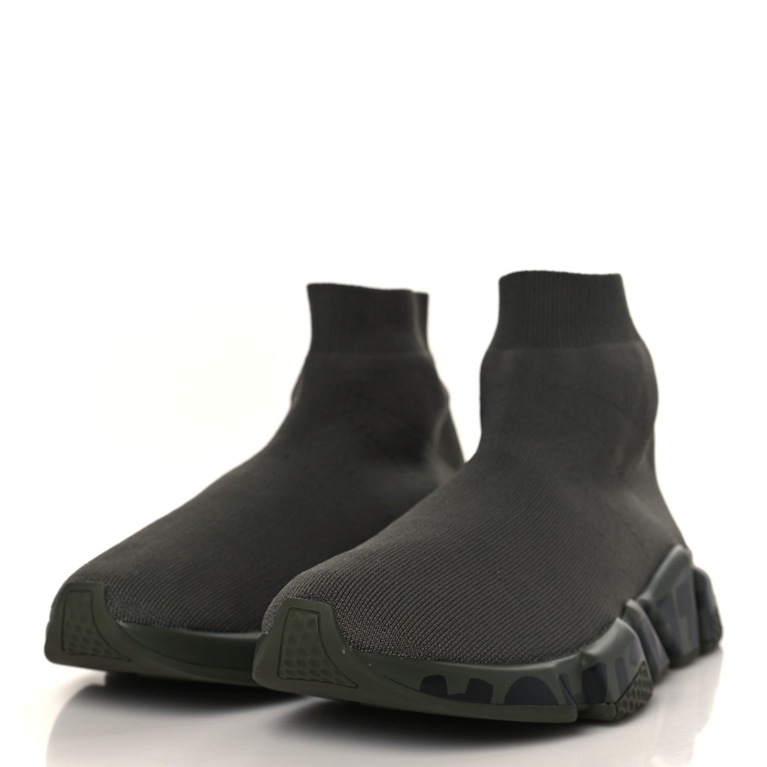 Balenciaga Neoprene Knit Womens Speed Graffiti Sneakers 40 Kaki Black 3 of 8