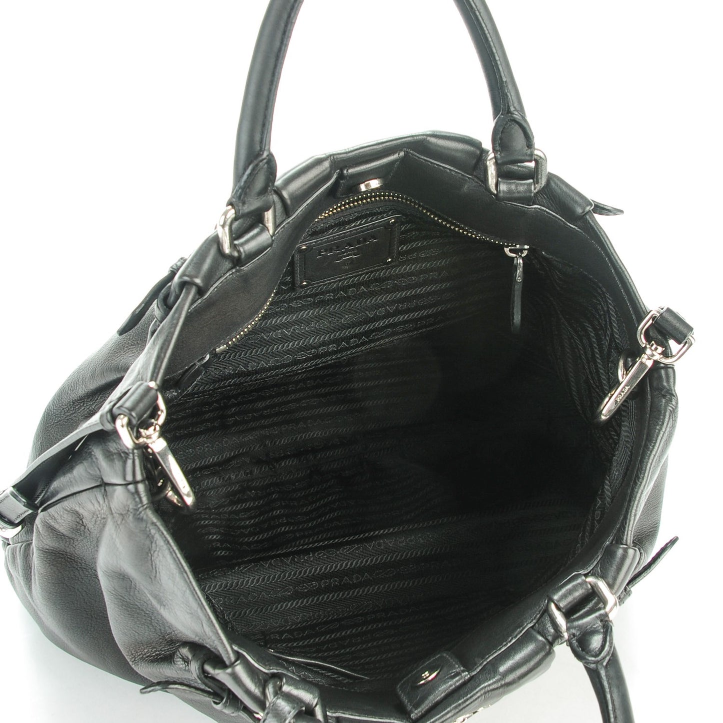 Soft Calf Pleated Shopping Tote Nero Black