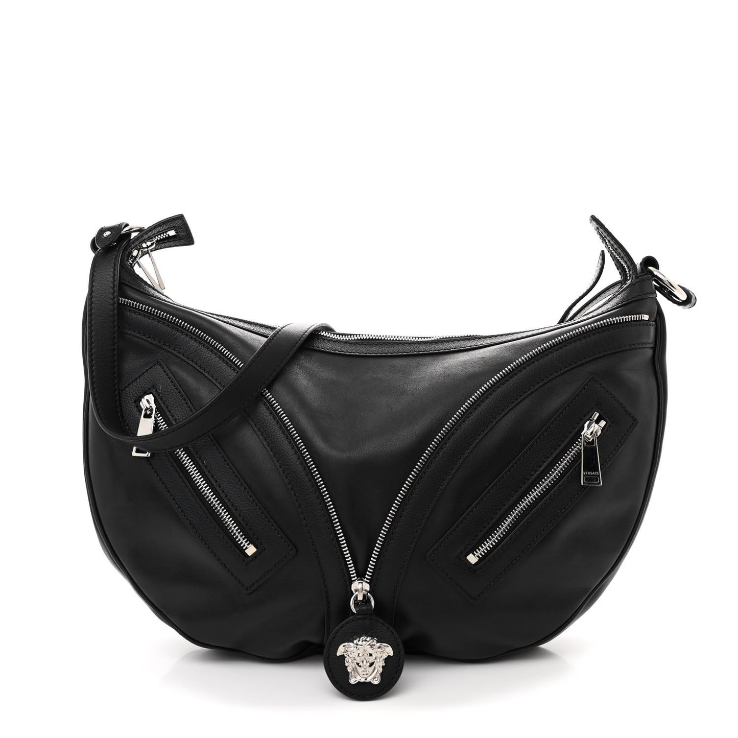 Calfskin Medium Repeat Zip Hobo Black