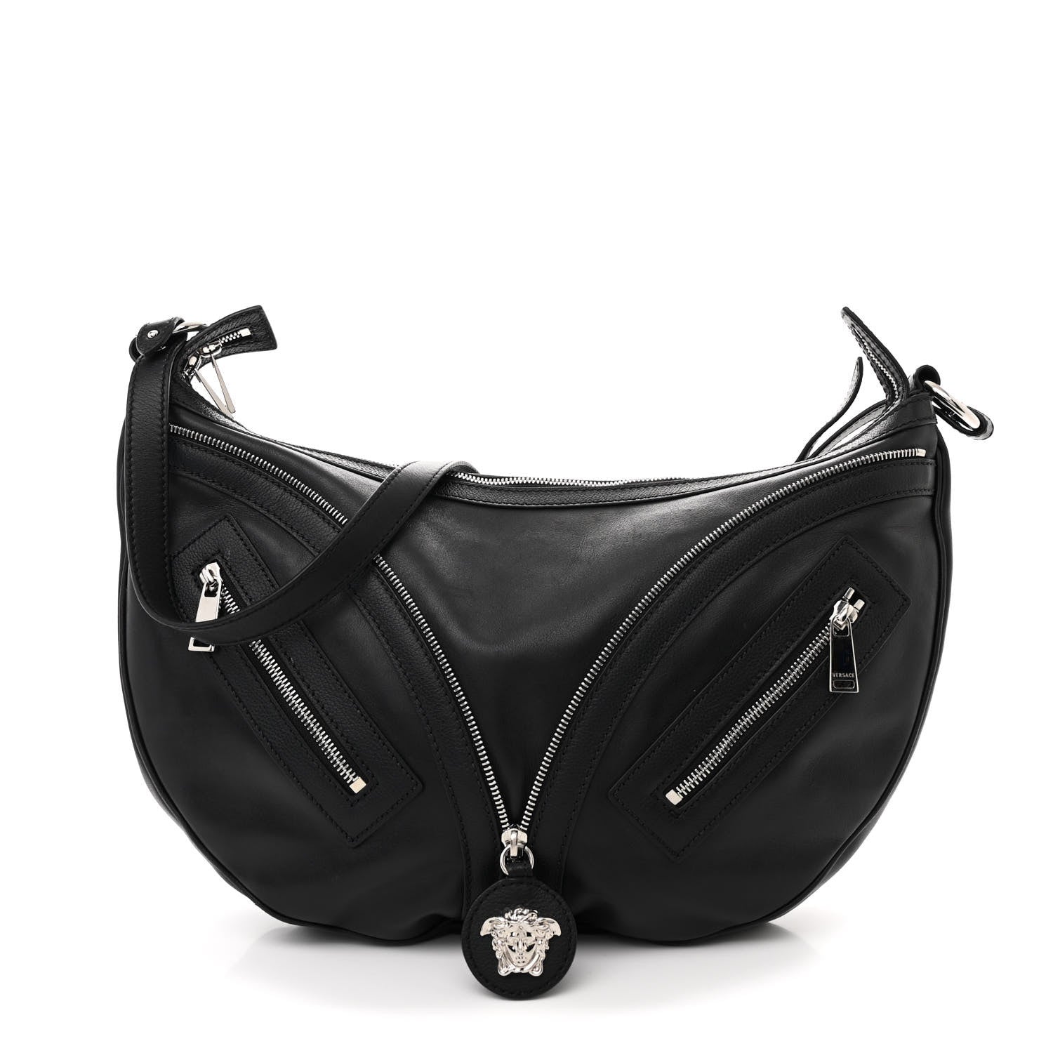 Versace Calfskin Medium Repeat Zip Hobo Black 1 of 11