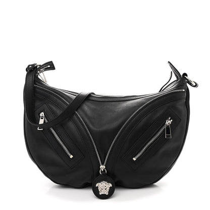 Versace Calfskin Medium Repeat Zip Hobo Black 1 of 11