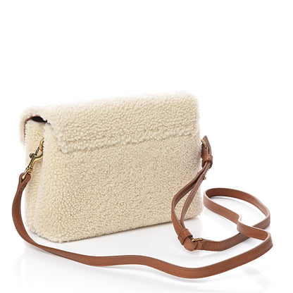 Saint Laurent Shearling Toy Loulou Shoulder Bag Natural 3 of 10