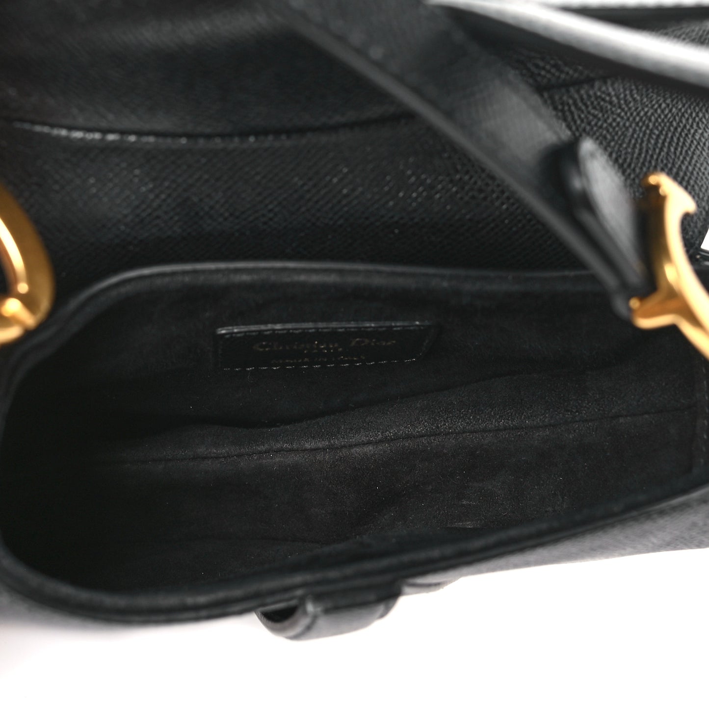 Grained Calfskin Mini Saddle Bag Black