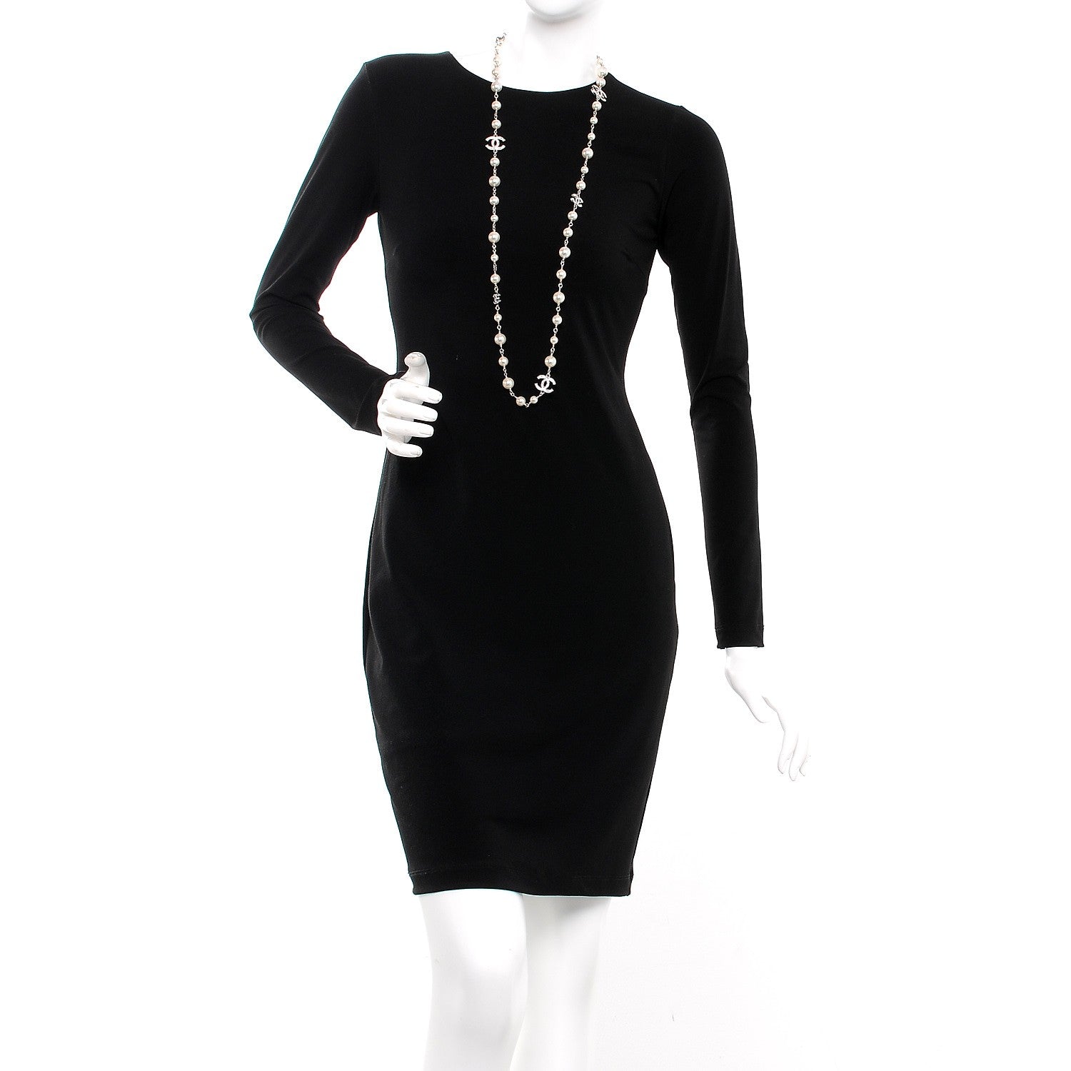 Chanel Crystal Pearl CC Long Necklace Silver 2 of 4