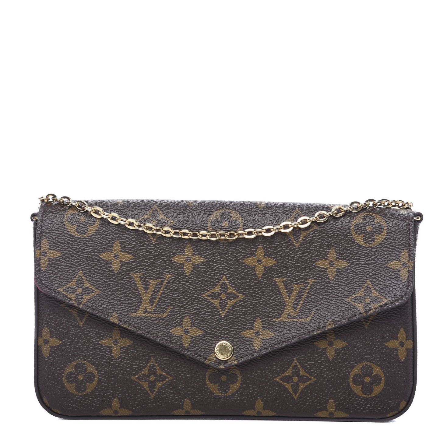 Monogram Pochette Felicie Chain Wallet Fuchsia