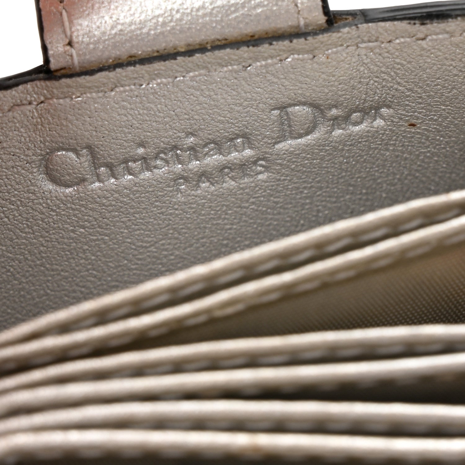 Christian Dior Metallic Grained Calfskin Cannage Lady Dior 5-Gusset Card Holder Silver 6 of 9