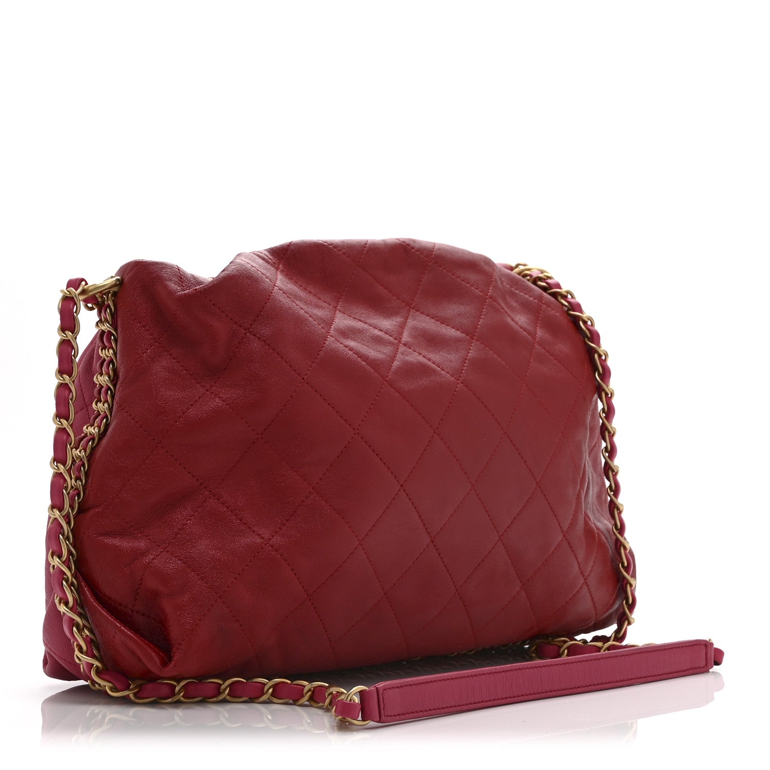 Chanel Calfskin Quilted Coco Shelter Bowling Bag Dark Pink Red 3 of 11