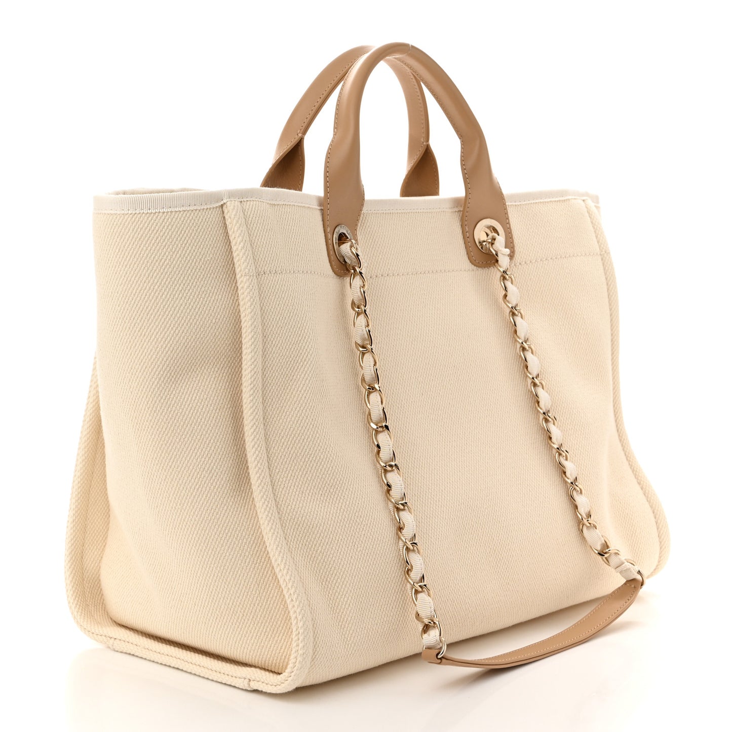 Canvas Pearl Medium Deauville Tote Ecru Beige