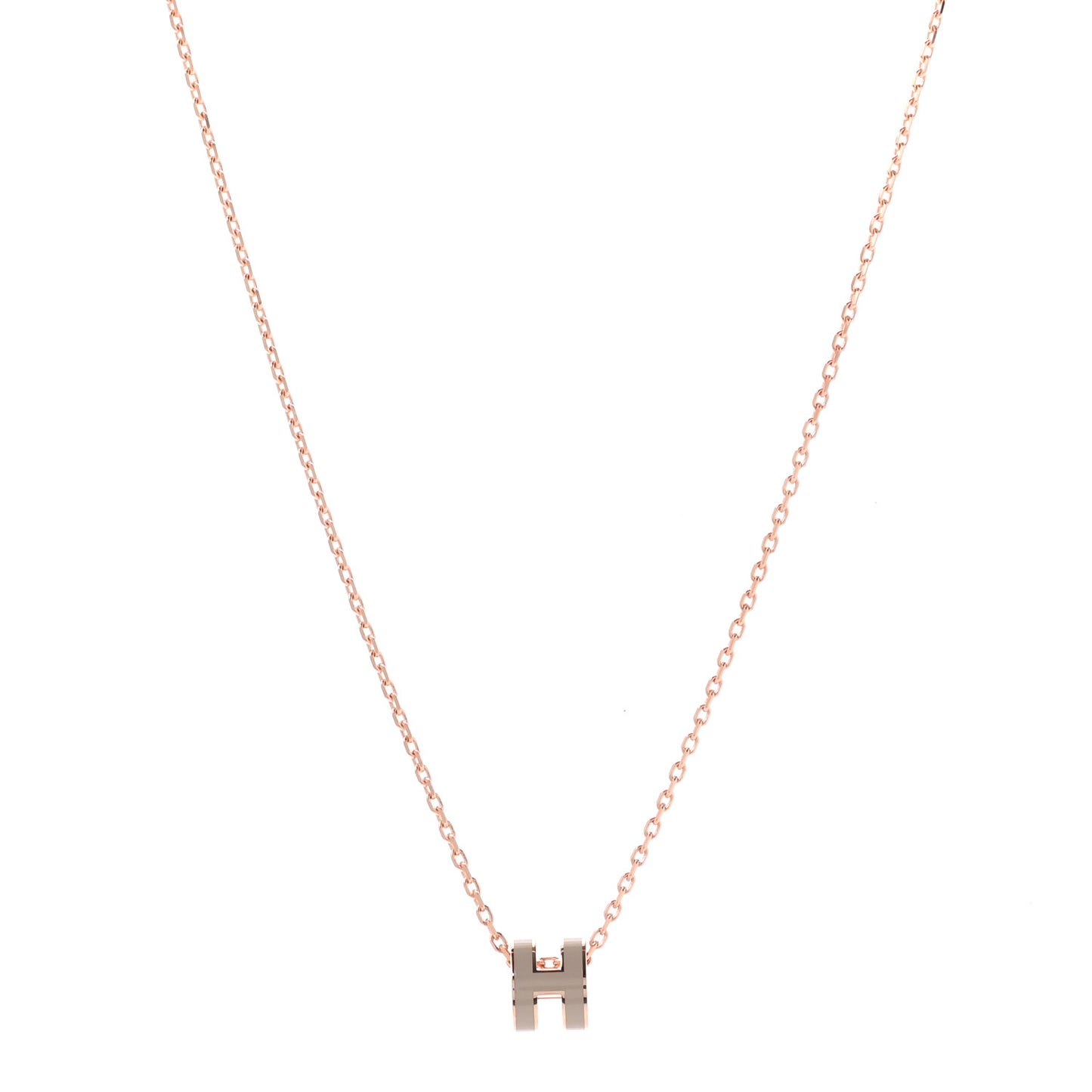 Lacquered Rose Gold Mini Pop H Pendant Necklace Marron Glace