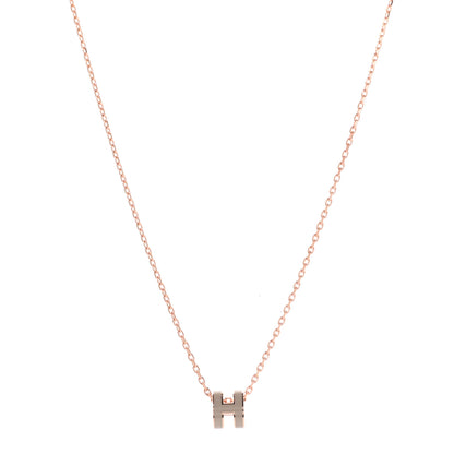 Hermes Lacquered Rose Gold Mini Pop H Pendant Necklace Marron Glace 1 of 6