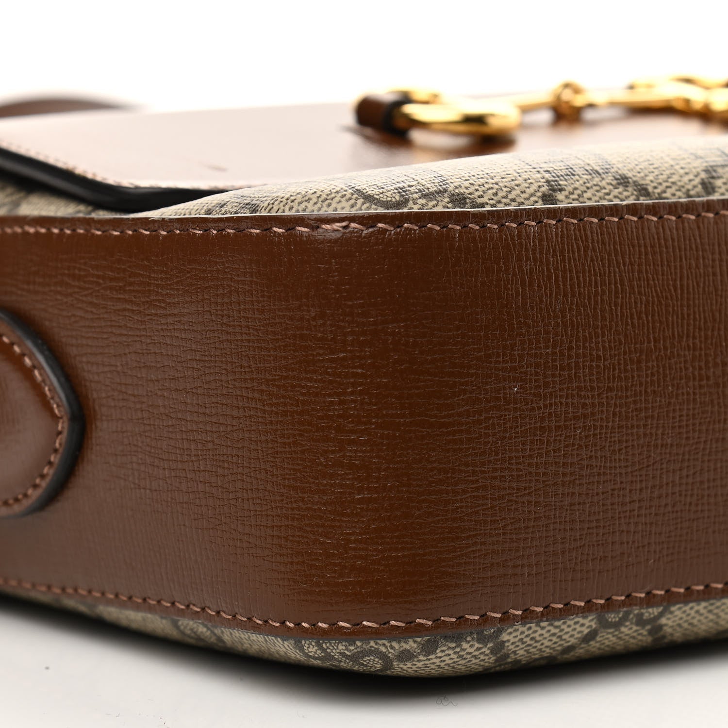 Gucci GG Supreme Monogram Small Horsebit 1955 Shoulder Bag Beige Brown Sugar 9 of 14