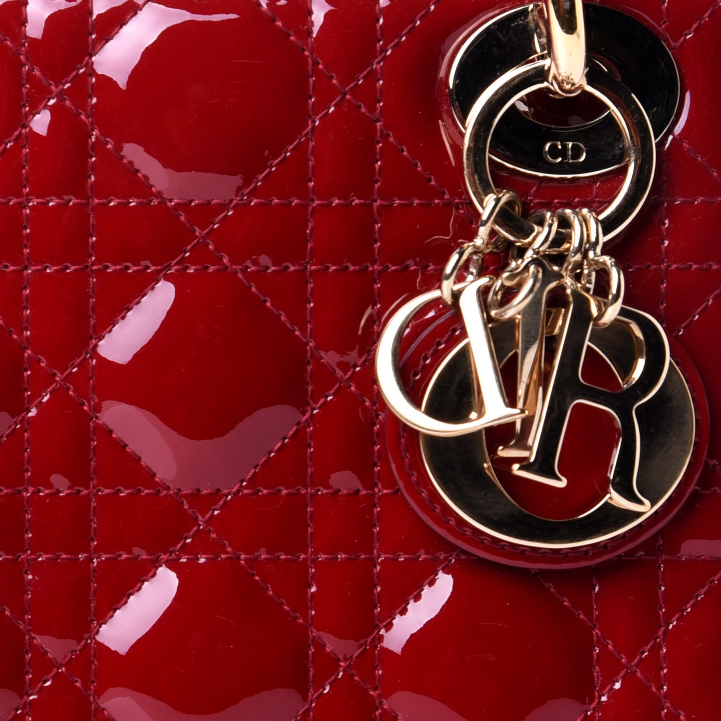 Patent Cannage Mini Lady Dior Red
