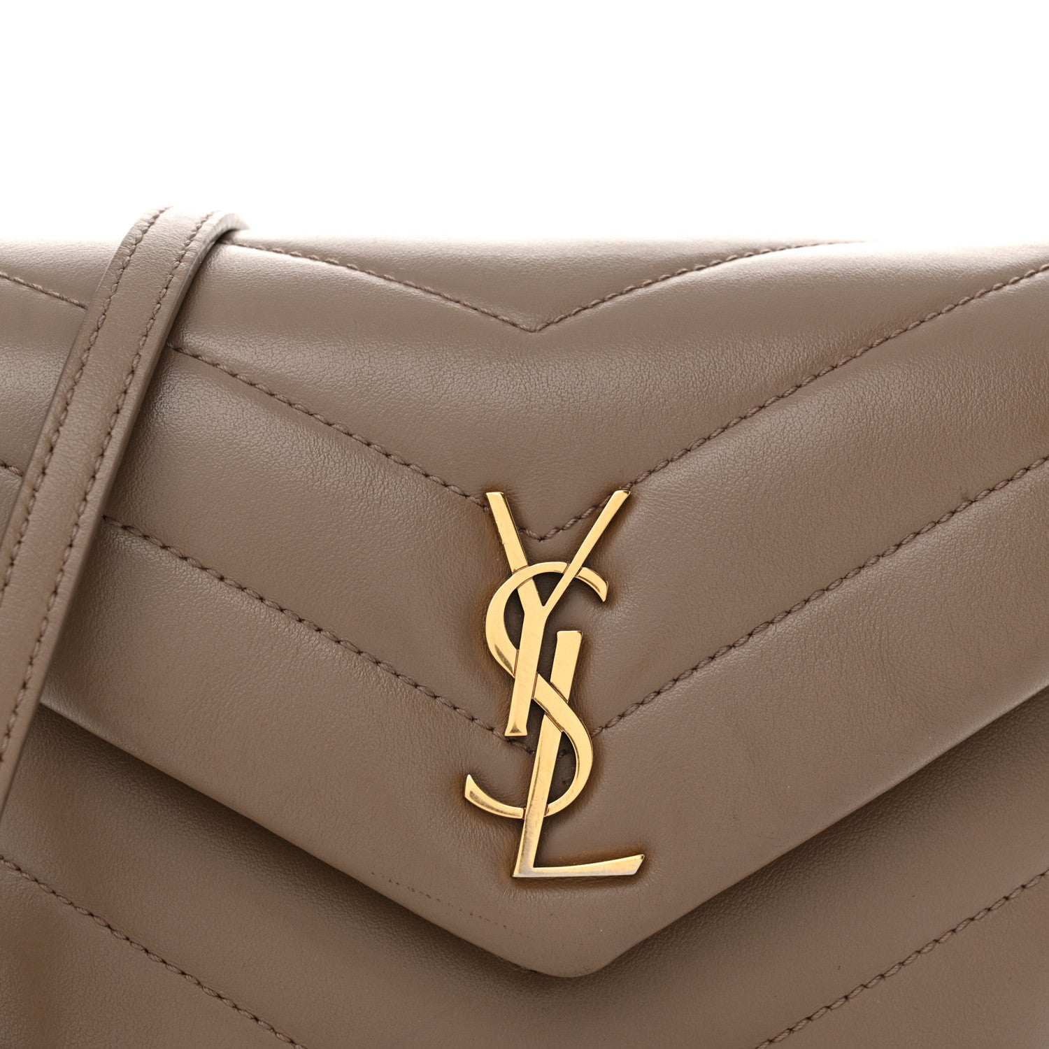 Saint Laurent Calfskin Y Quilted Monogram Toy Loulou Crossbody Bag Taupe 8 of 15