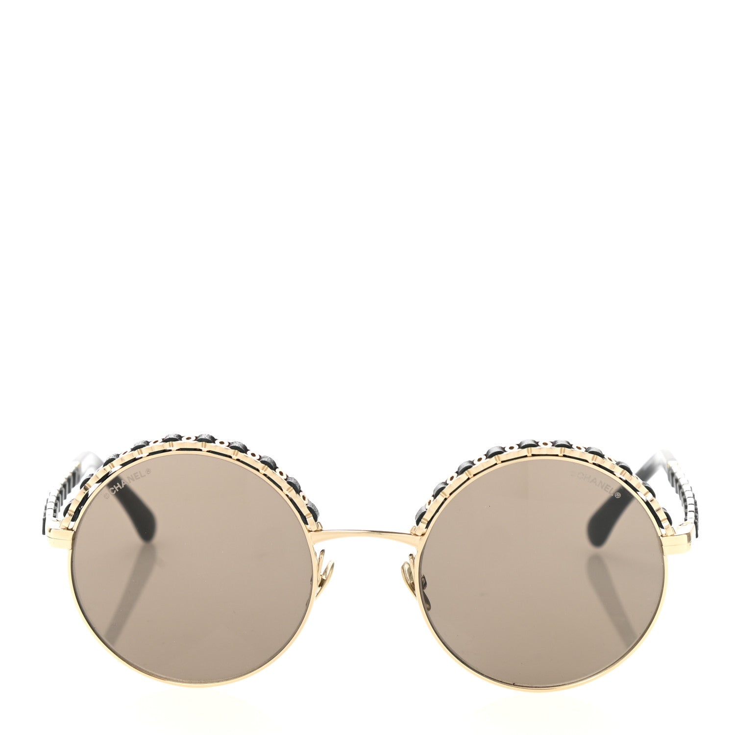 Chanel Metal Calfskin Round Chain Sunglasses 4265-Q Black 2 of 9