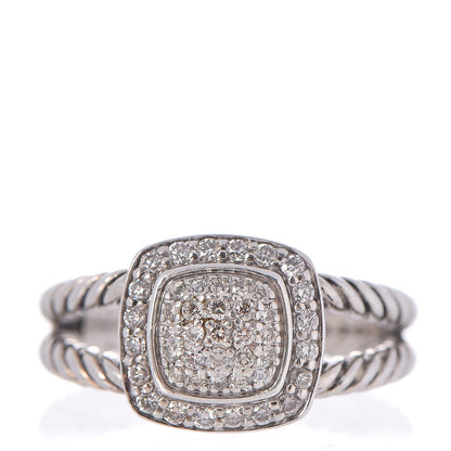David Yurman Sterling Silver Diamond 7mm Petite Albion Pave Ring 54 7 1 of 5