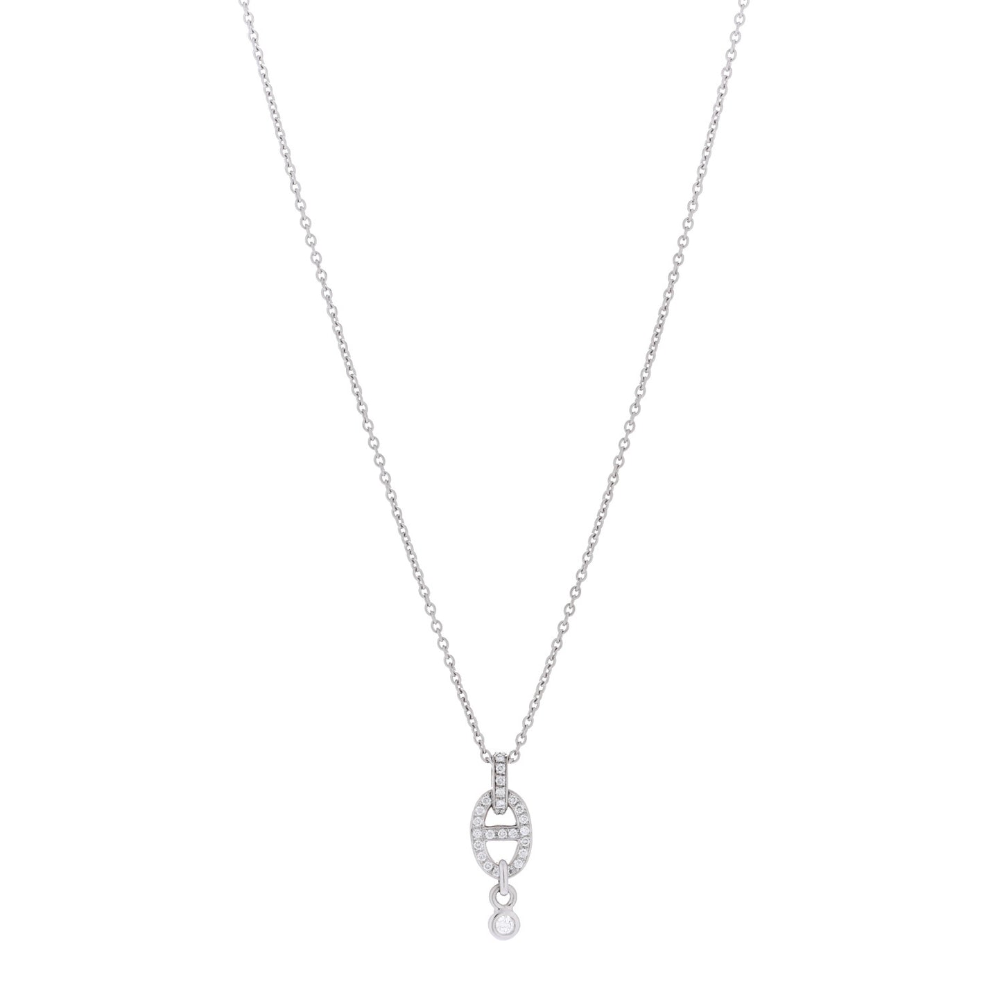 18K White Gold Diamond PM Chaine d'Ancre Enchainee Necklace