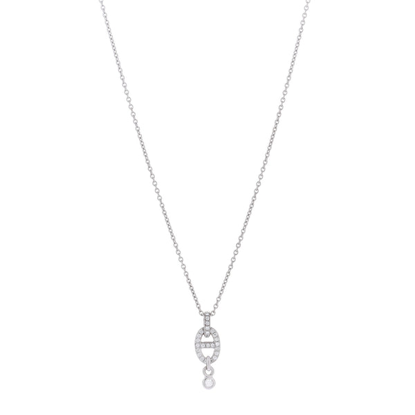 Hermes 18K White Gold Diamond PM Chaine d'Ancre Enchainee Necklace