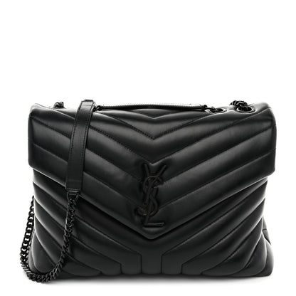 Saint Laurent Calfskin Y Quilted Monogram Monochrome Medium Loulou Chain Satchel Black 1 of 14