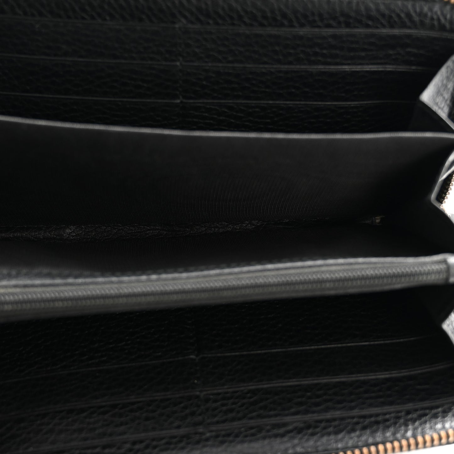 Calfskin Butterfly Zip Around Wallet Black