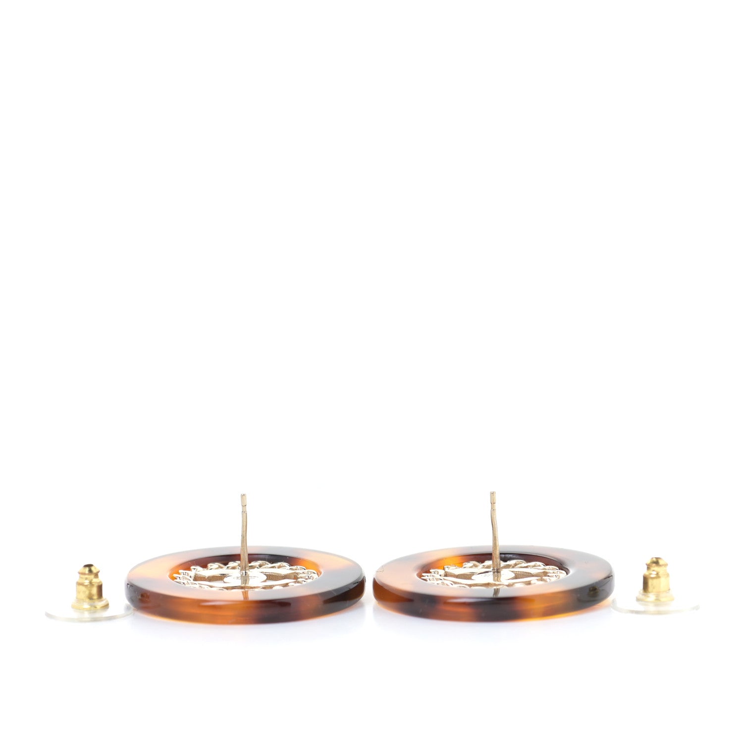 Chanel Resin CC Earrings Tortoise Gold 5 of 5