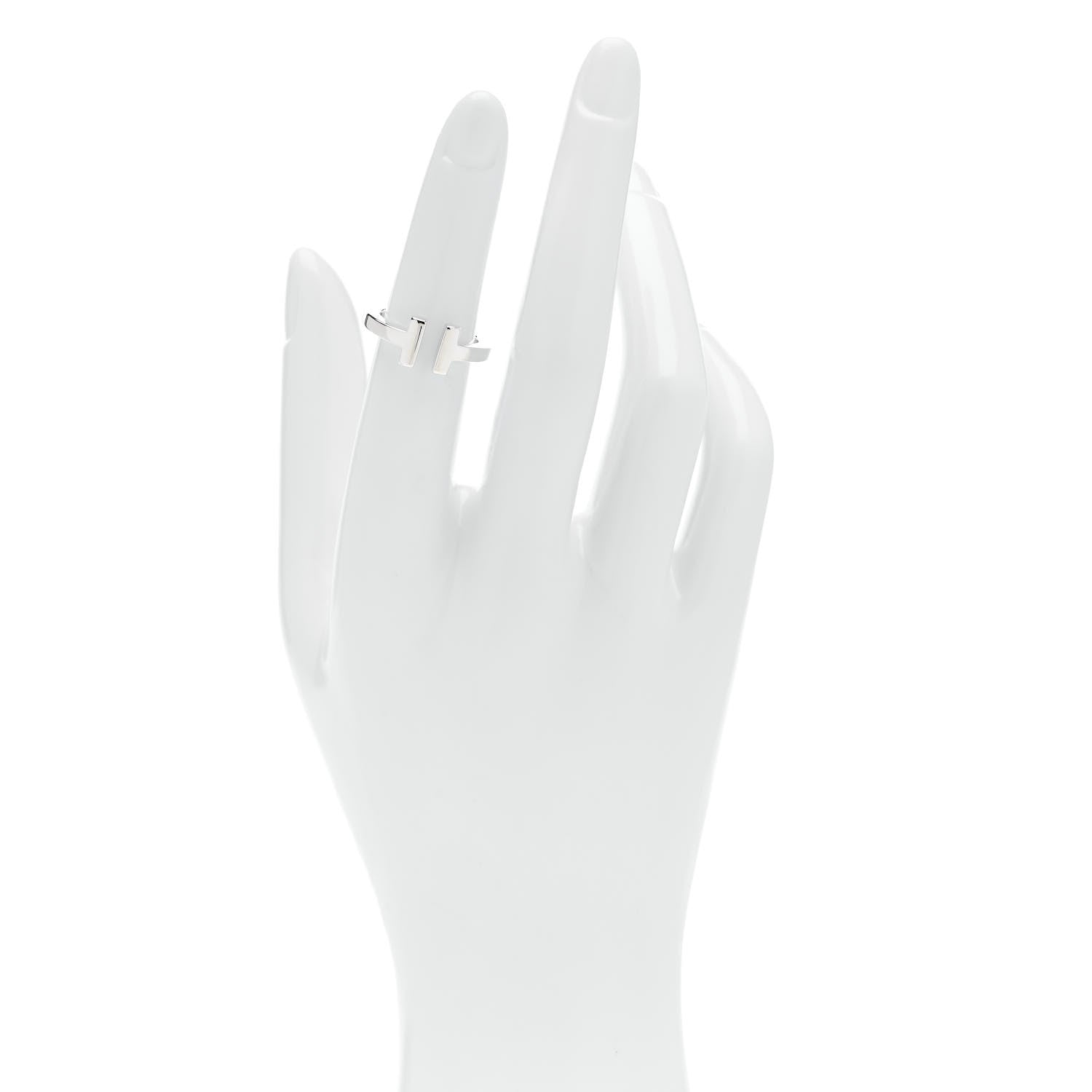 Tiffany Sterling Silver T Square Ring 49 5 2 of 4