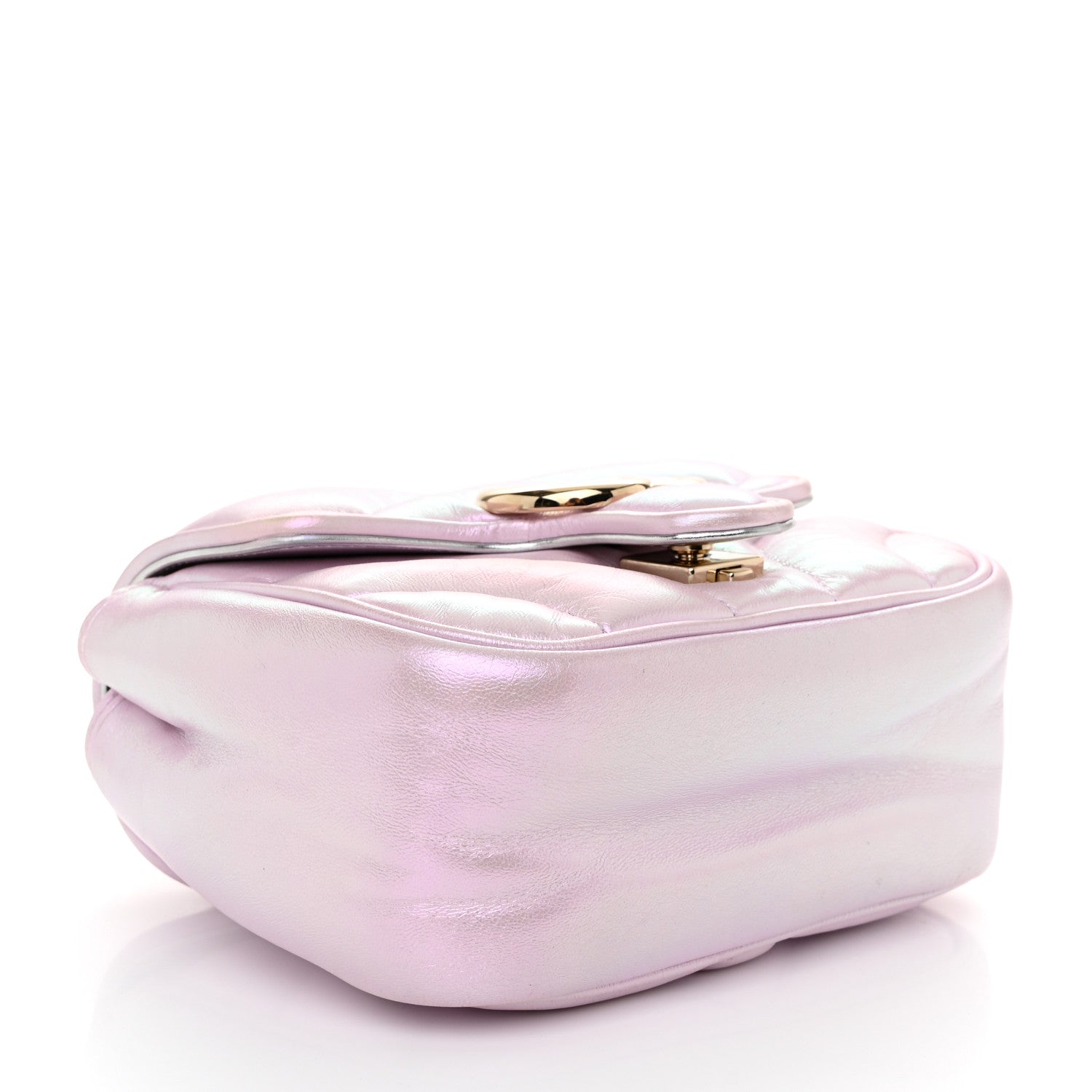 Gucci Iridescent Nappa Chevron Matelasse Mini GG Marmont Shoulder Bag Iridescent Escape Pink 4 of 11