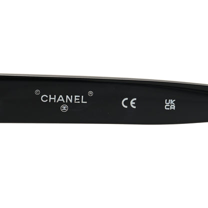 Chanel Acetate Calfskin Chain Rectangle Sunglasses 71626A Black 5 of 7