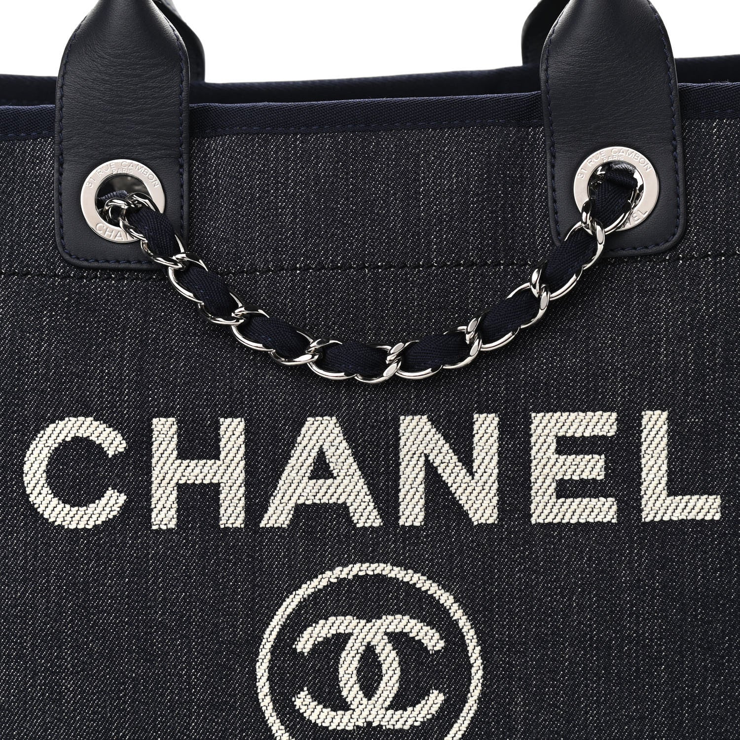 Chanel Denim Medium Deauville Tote Dark Blue 8 of 10