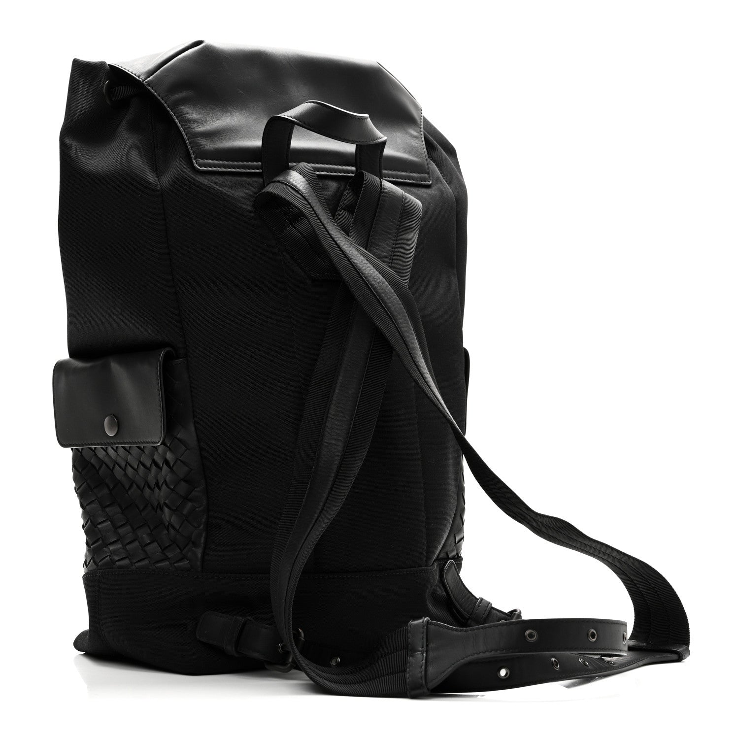 Bottega Veneta Canvas Calfskin Intrecciato Sassolungo Backpack Black 3 of 9