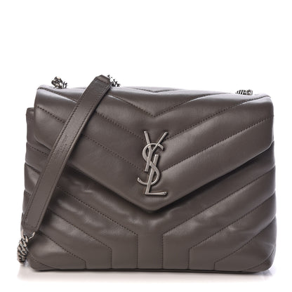 Saint Laurent Calfskin Y Quilted Monogram Small Loulou Chain Satchel Earth 1 of 11