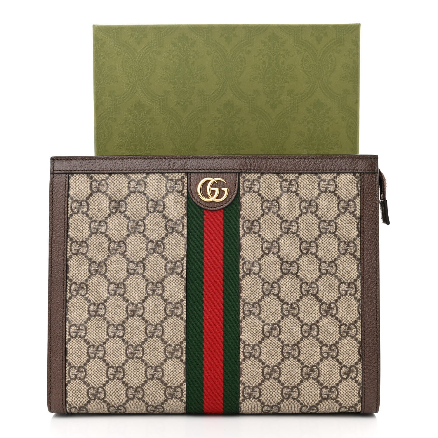 Gucci GG Supreme Monogram Web Ophidia Pouch Brown 10 of 10