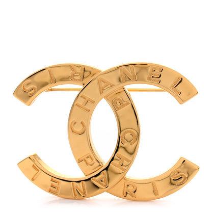 Chanel Metal Paris Button CC Large Brooch Gold 1 of 4
