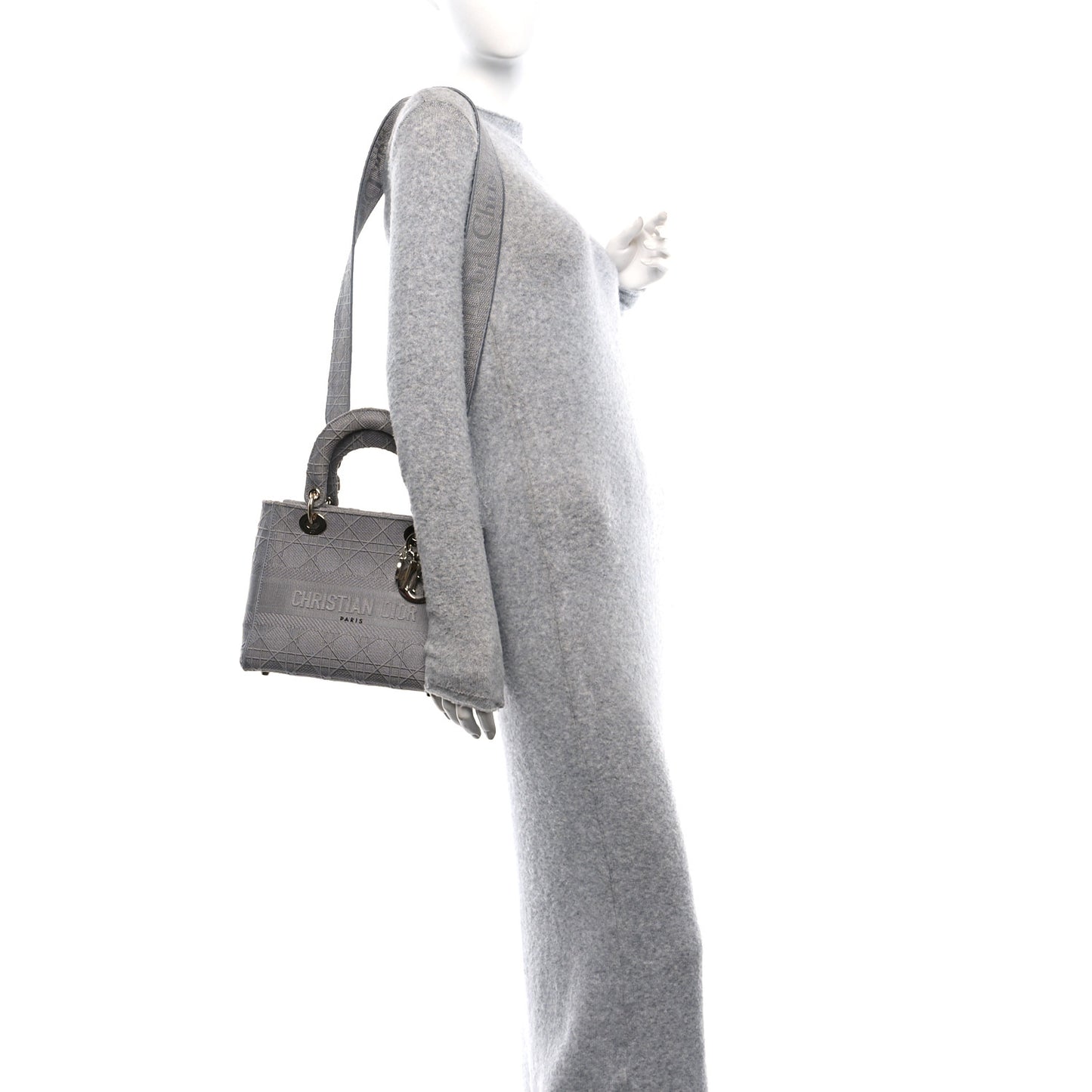 Canvas Embroidered Cannage Medium Lady D-Lite Gray