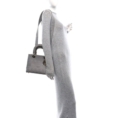 Christian Dior Canvas Embroidered Cannage Medium Lady D-Lite Gray 3 of 12