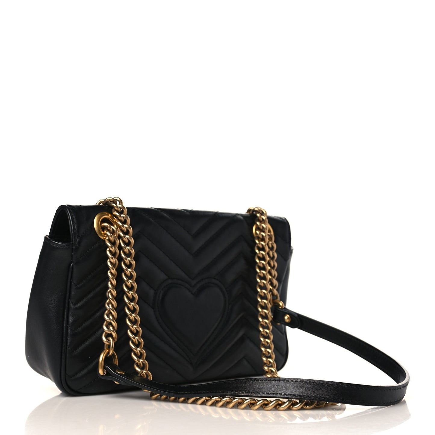 Calfskin Matelasse Small GG Marmont Shoulder Bag Black